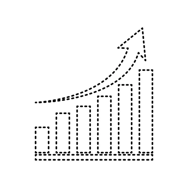 Растущий знак графика. Вектор. Черной пунктирной иконкой на белом фоне. Isolated . — стоковый вектор