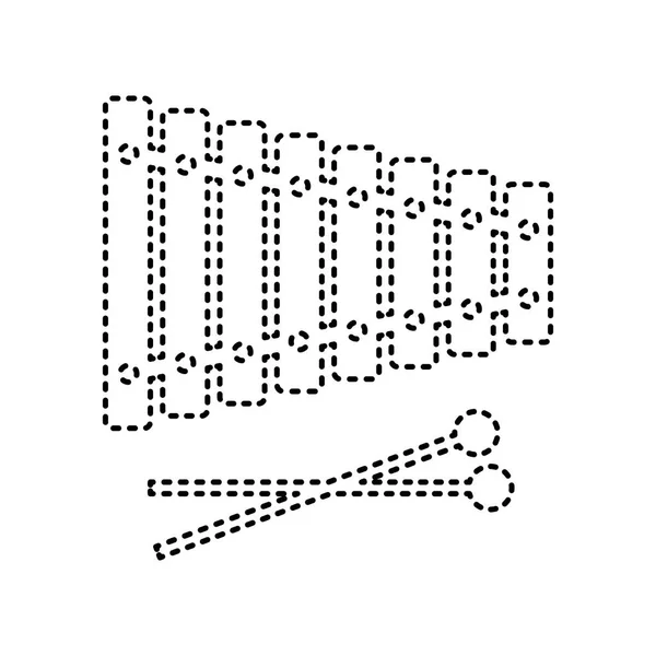 Xylofoon teken. Vector. Zwart gestreepte pictogram op witte achtergrond. Geïsoleerd. — Stockvector