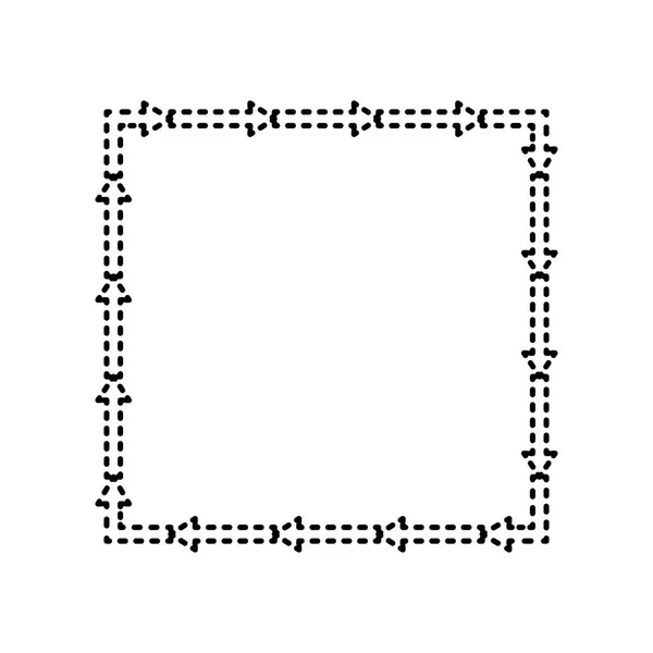 Pfeil auf einer quadratischen Form. Vektor. schwarz gestricheltes Symbol auf weißem Hintergrund. isoliert. — Stockvektor