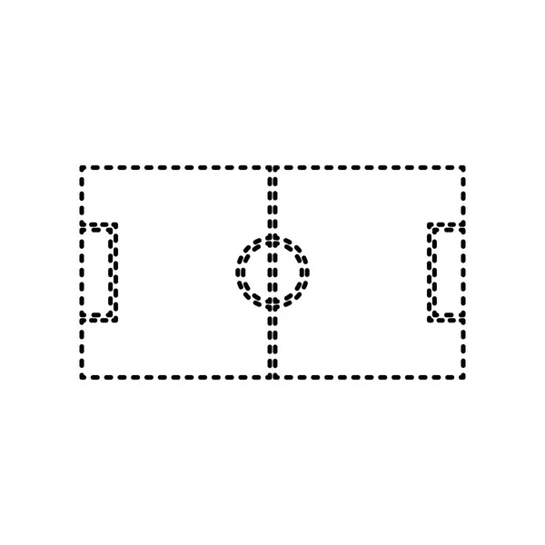 Campo de fútbol. Vector. Icono de rayas negras sobre fondo blanco. Aislado . — Vector de stock