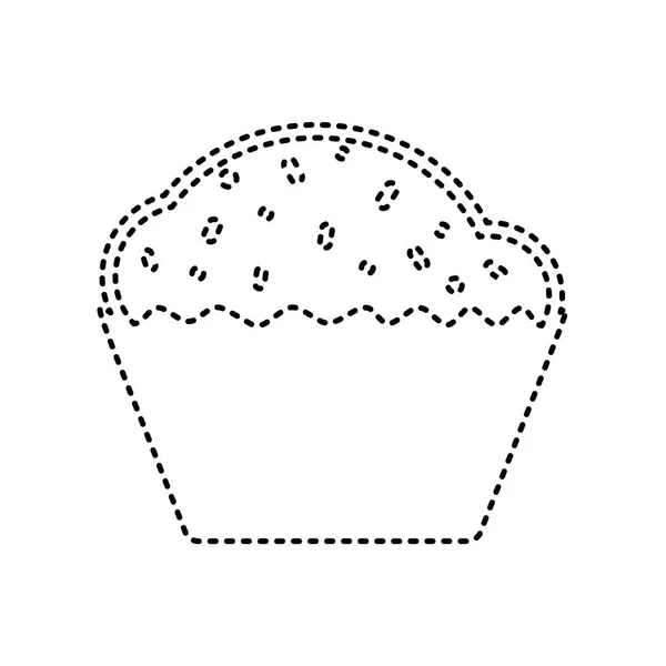 カップケーキの標識です。ベクトル。白い背景の黒い破線アイコン。分離されました。. — ストックベクタ