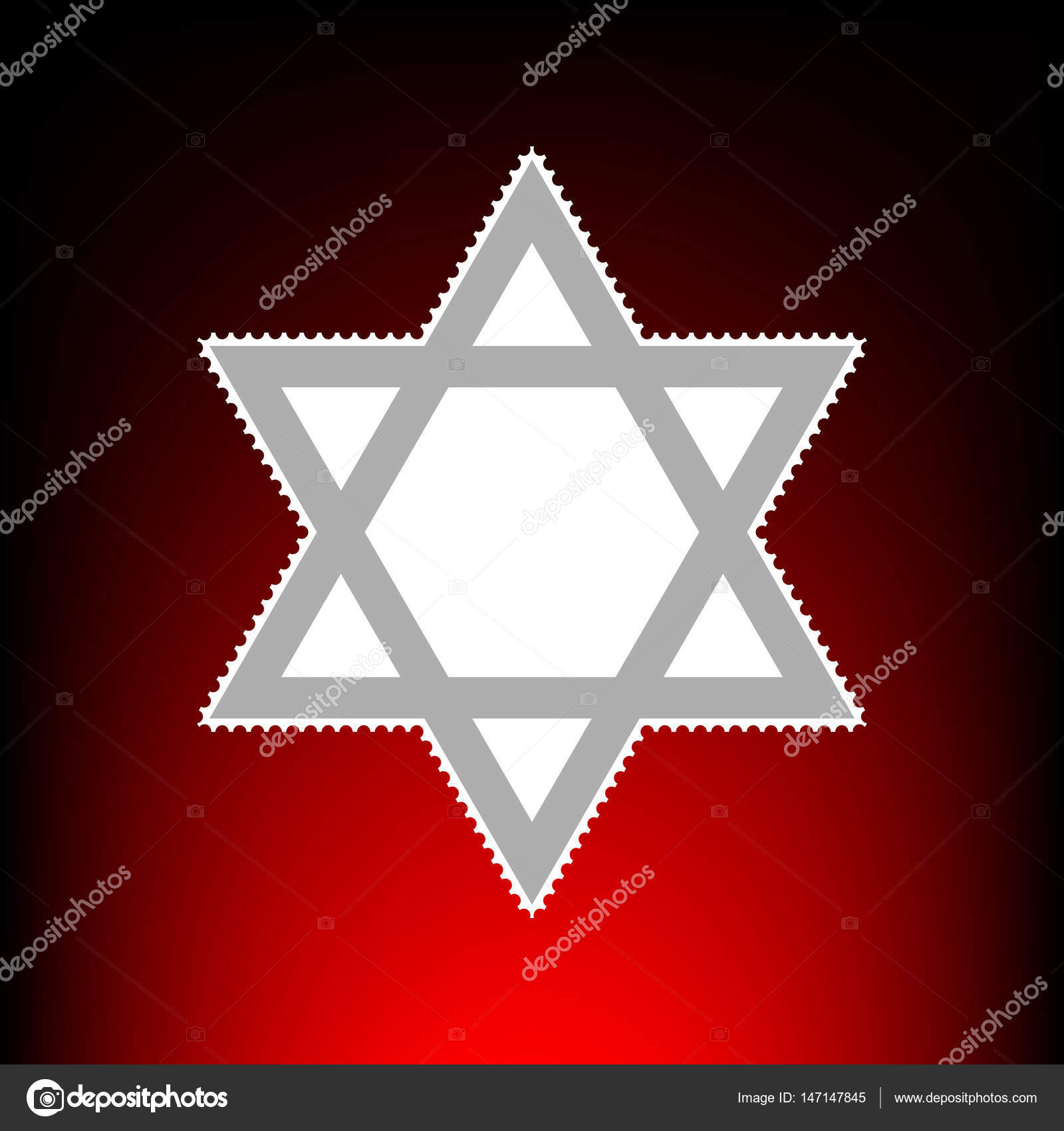 Щит Маген Дэвид Стар. Символ Израиля. Почтовая Марка Или Старый.