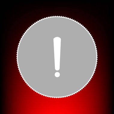 Ünlem işareti işareti. Posta pulu veya eski fotoğraf stil kırmızı-siyah degrade arka plan üzerinde.