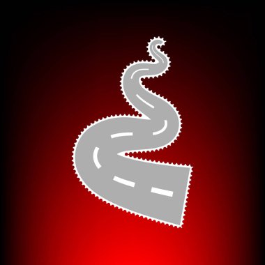 Yol basit işaret. Posta pulu veya eski fotoğraf stil kırmızı-siyah degrade arka plan üzerinde.