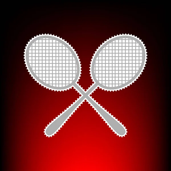 Tennis racquets sign. Postage stamp or old photo style on red-black gradient background. — Stock Vector