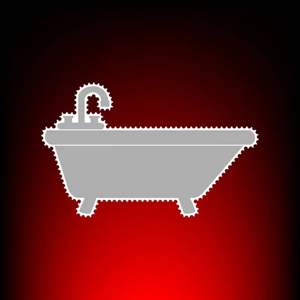 浴缸标志图。贴上邮票或老照片风格上红-黑渐变背景. — 图库矢量图片