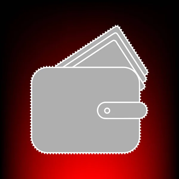 Portemonnaie-Zeichen. Briefmarke oder alter Fotostil auf rot-schwarzem Hintergrund. — Stockvektor