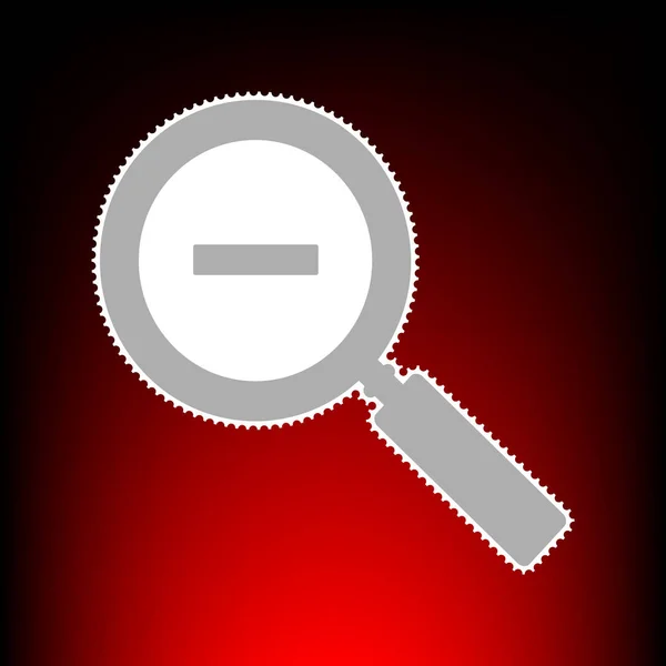 Illustration du signe Zoom. Timbre-poste ou ancien style photo sur fond dégradé rouge-noir . — Image vectorielle