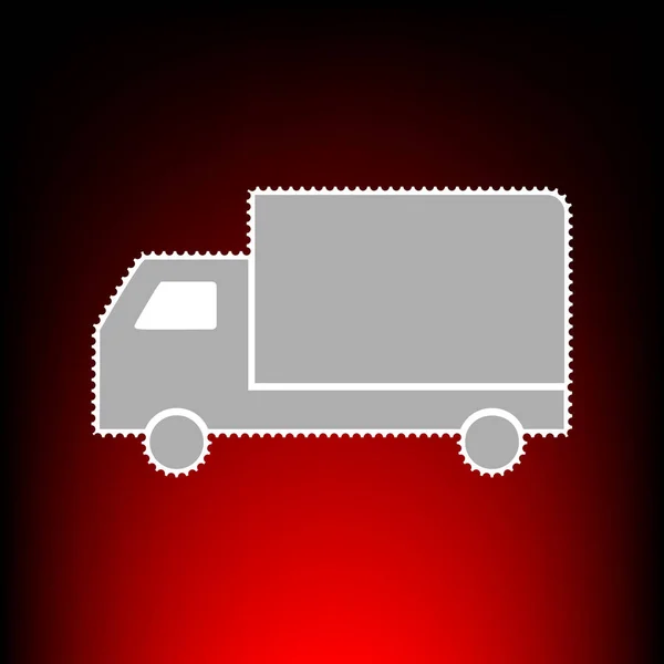 Ilustração do sinal de entrega. Carimbo postal ou antigo estilo de foto em fundo gradiente vermelho-preto . — Vetor de Stock