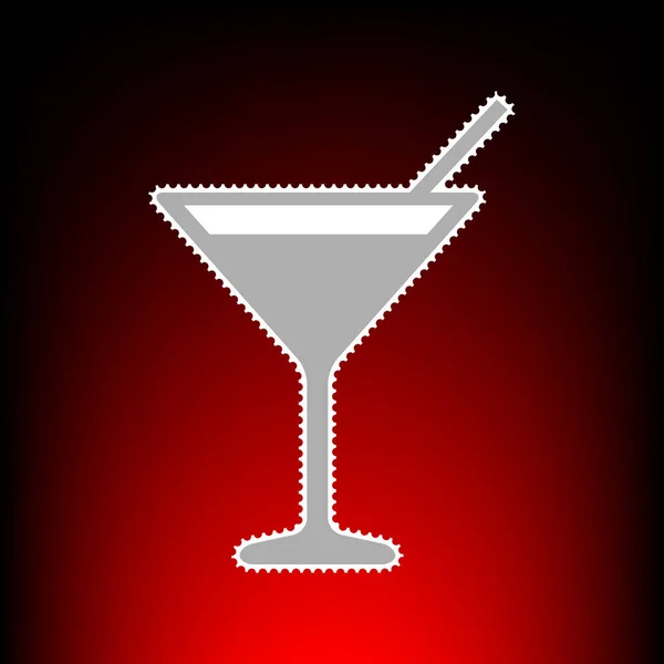 Cocktail tegn illustration. Porto stempel eller gamle foto stil på rød-sort gradient baggrund . – Stock-vektor