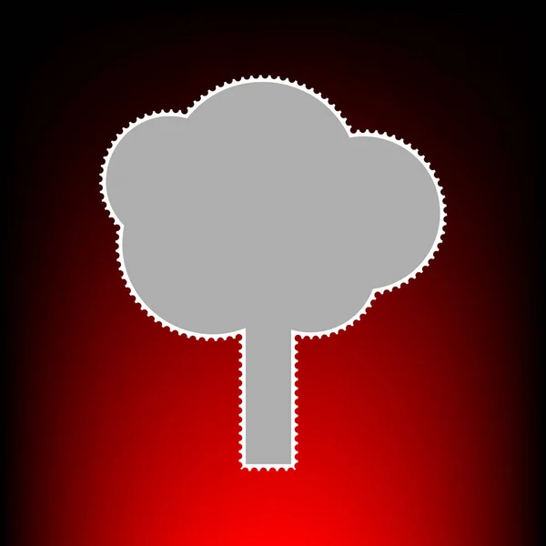 Ilustração do sinal da árvore. Carimbo postal ou antigo estilo de foto em fundo gradiente vermelho-preto . —  Vetores de Stock