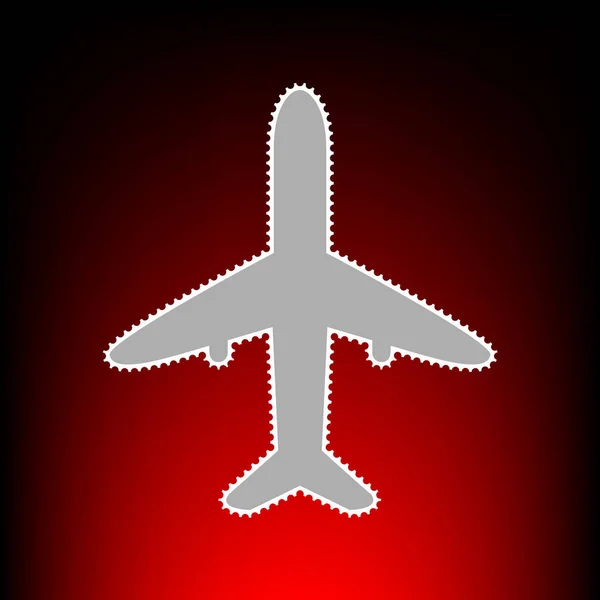 Illustration de panneau d'avion. Timbre-poste ou ancien style photo sur fond dégradé rouge-noir . — Image vectorielle