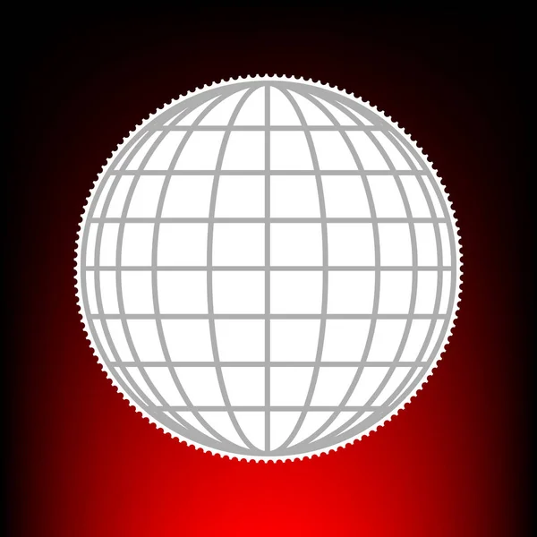 Föld gömb jel. Postai bélyeg vagy régi fénykép stílus a piros-fekete gradiens háttér. — Stock Vector