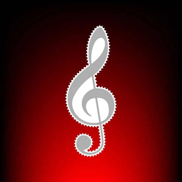Musique violon clef signe. Clef-G. Clef triple. Timbre-poste ou ancien style photo sur fond dégradé rouge-noir . — Image vectorielle