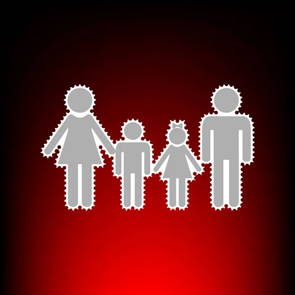 Znak dla rodzin z dziećmi. Stary styl zdjęcie na czerwono czarne tło gradientowe lub znaczek. — Wektor stockowy