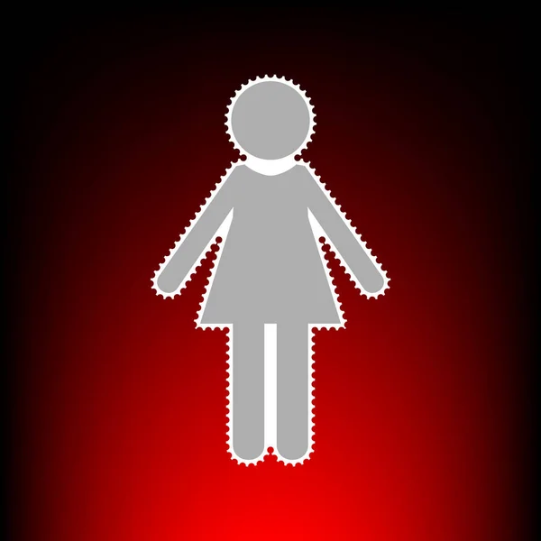 Γυναίκα σύμβολο εικονογράφηση. Γραμματόσημο ή παλιά φωτογραφία στυλ σε κόκκινο-μαύρο φόντο κλίση. — Διανυσματικό Αρχείο