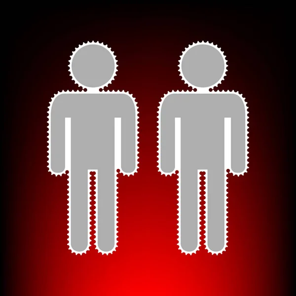 Signe de famille gay. Timbre-poste ou ancien style photo sur fond dégradé rouge-noir . — Image vectorielle