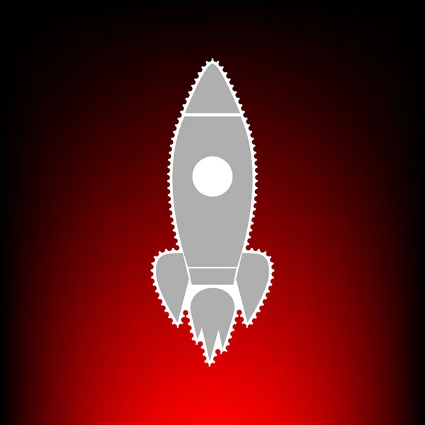 Raket teken illustratie. Postzegel of oude foto stijl op de gradient achtergrond zwart-rood. — Stockvector