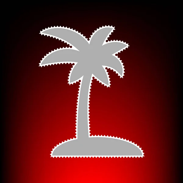 Signo de palmera de coco. Sello postal o estilo fotográfico antiguo sobre fondo degradado rojo-negro . — Archivo Imágenes Vectoriales