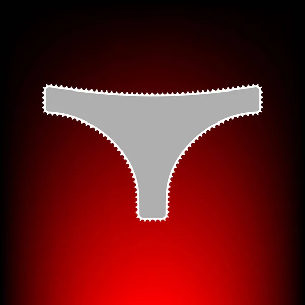 Womens panties sign. Postage stamp or old photo style on red-black gradient background. — Stock Vector