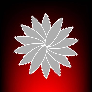 Çiçek işareti. Posta pulu veya eski fotoğraf stil kırmızı-siyah degrade arka plan üzerinde.