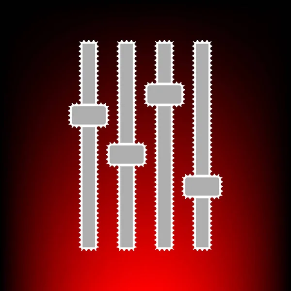 Aanpassing muziek lijn teken. Postzegel of oude foto stijl op de gradient achtergrond zwart-rood. — Stockvector