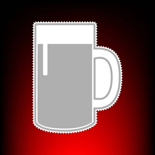 Sinal de copo de cerveja. Carimbo postal ou antigo estilo de foto em fundo gradiente vermelho-preto . — Vetor de Stock