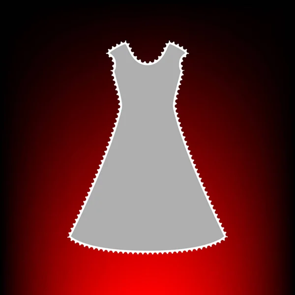 Hermoso signo de vestido largo sello postal o viejo estilo de foto sobre fondo degradado rojo-negro . — Vector de stock