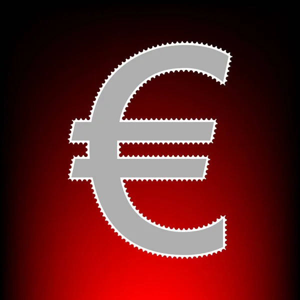 Euro signe. Timbre-poste ou ancien style photo sur fond dégradé rouge-noir . — Image vectorielle