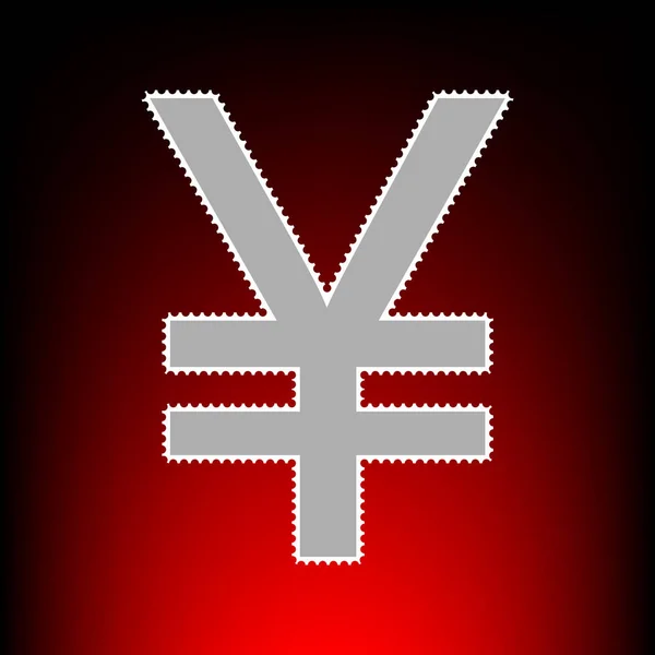 Signo de yen. Sello postal o estilo fotográfico antiguo sobre fondo degradado rojo-negro . — Vector de stock