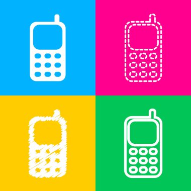 Cep telefonu işareti. Dört renk kareler simgesine dört stilleri.