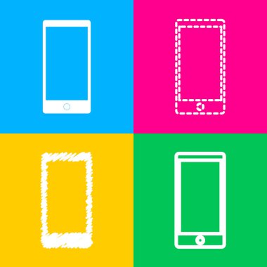 Soyut tarzı modern bir gadget'ı boş ekran ile. Herhangi bir içerik için şablon. Dört renk kareler simgesine dört stilleri.