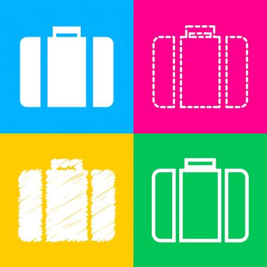 Evrak Çantası'nı işaret illüstrasyon. Dört renk kareler simgesine dört stilleri.