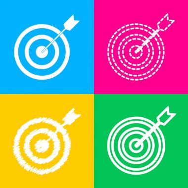 Dart ile hedef. Dört renk kareler simgesine dört stilleri.