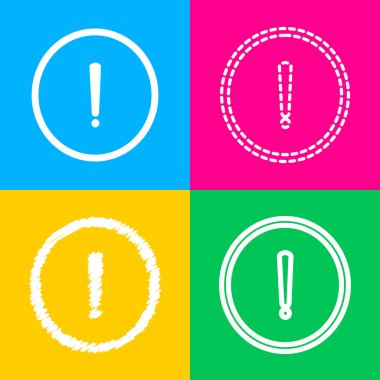 Ünlem işareti işareti. Dört renk kareler simgesine dört stilleri.