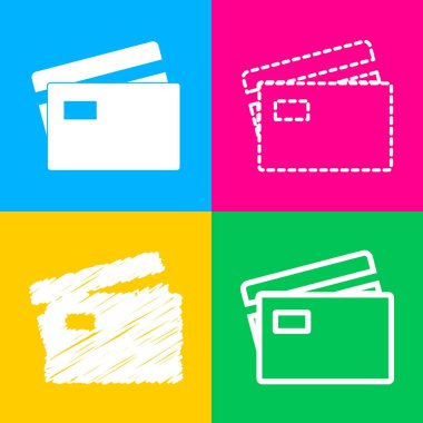 Kredi kartı işareti. Dört renk kareler simgesine dört stilleri.