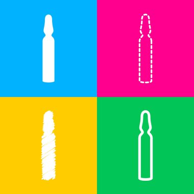 Tıbbi ampül işareti. Dört renk kareler simgesine dört stilleri.