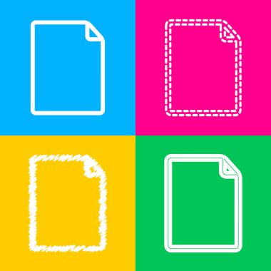 Dikey belge işareti illüstrasyon. Dört renk kareler simgesine dört stilleri.