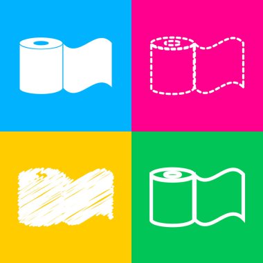 Tuvalet kağıdı işareti. Dört renk kareler simgesine dört stilleri.