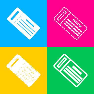 Bilet basit kayıt. Dört renk kareler simgesine dört stilleri.