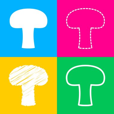 Mantar basit kayıt. Dört renk kareler simgesine dört stilleri.