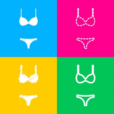 Kadınlar wimsuit işareti. Dört renk kareler simgesine dört stilleri.