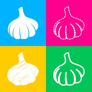 Sarımsak basit kayıt. Dört renk kareler simgesine dört stilleri.