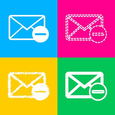 Posta işareti illüstrasyon. Dört renk kareler simgesine dört stilleri.