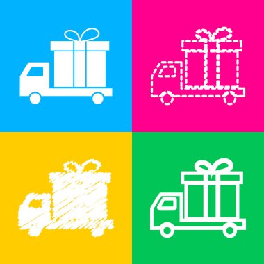 Teslim hediye işareti. Dört renk kareler simgesine dört stilleri.