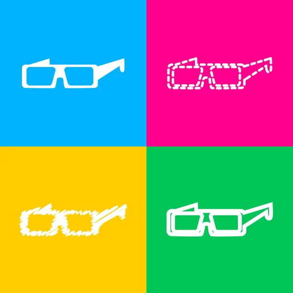Signo de cristal moderno. Cuatro estilos de icono en cuatro cuadrados de color . — Vector de stock