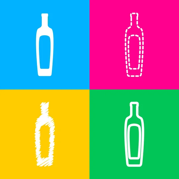 Signo de botella de aceite. Cuatro estilos de icono en cuatro cuadrados de color . — Vector de stock