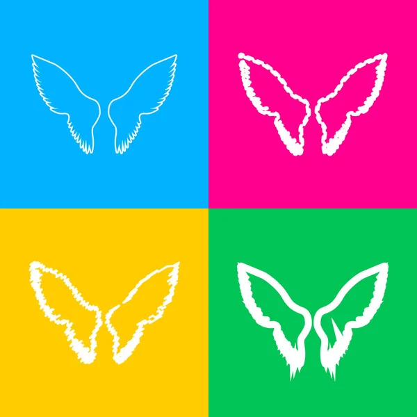 Flügel signalisieren Illustration. vier Symbolstile auf vier farbigen Quadraten. — Stockvektor