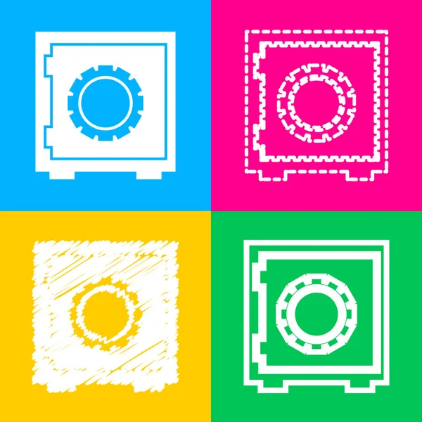 安全標識の図。4 つの色の正方形のアイコンの 4 つのスタイル. — ストックベクタ