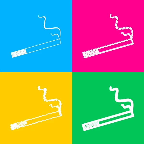 Icono de humo ideal para cualquier uso. Cuatro estilos de icono en cuatro cuadrados de color . — Vector de stock